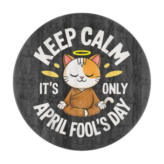 Blijf kalm, het is slechts 1 april snijplank (Voorkant)