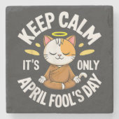 Blijf kalm, het is slechts 1 april stenen onderzetter (Voorkant)