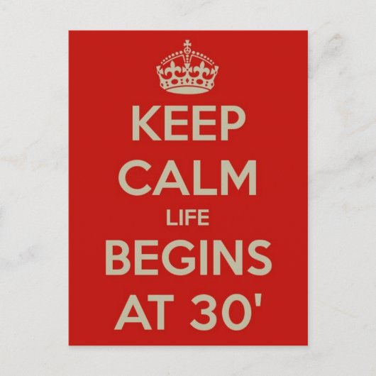 Blijf kalm Het leven begint bij 30 Briefkaart (Voorkant)