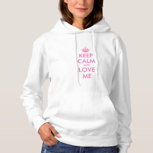Blijf kalm hoodie met roze tekst | Aanpasbaar (Voorkant)