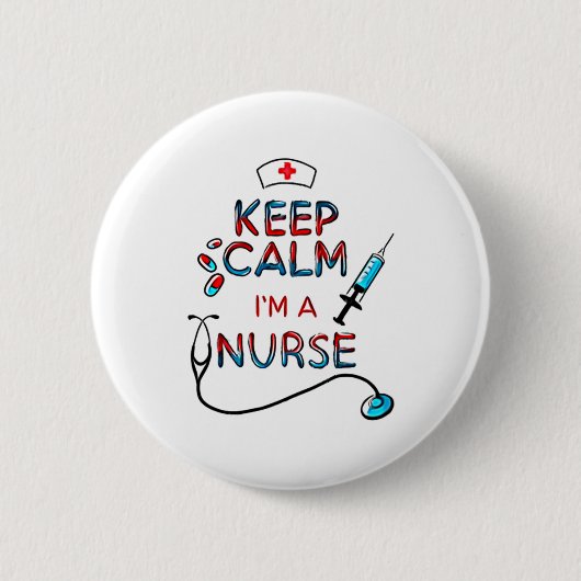 Blijf kalm Iam verpleegster Ronde Button 5,7 Cm (Voorkant)