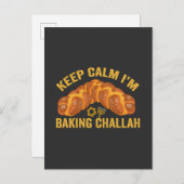 Blijf kalm Ik bak Challah Grappig Chanoeka Aankondigingskaart (Voorkant / Achterkant)