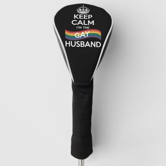 Blijf kalm Ik ben de homoseksuele echtgenote Vader Golfheadcover (Voorkant)