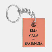 BLIJF KALM IK BEN EEN BARMAN (Mixologist) Sleutelhanger (Voorkant Links)