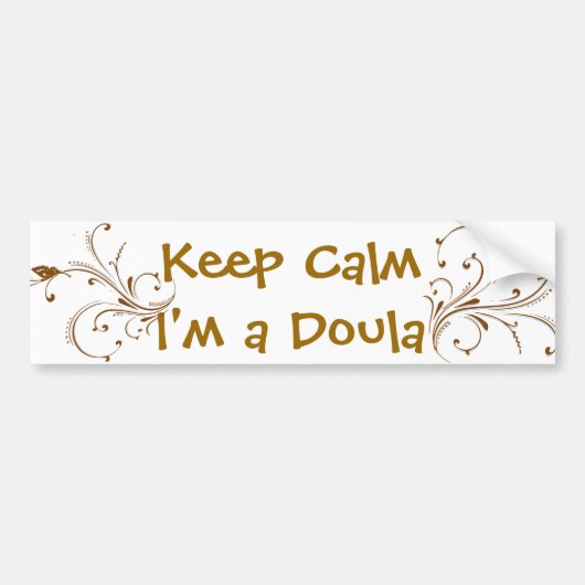 Blijf kalm, ik ben een Doula Gouden Wijnranken Bumpersticker (Voorkant)