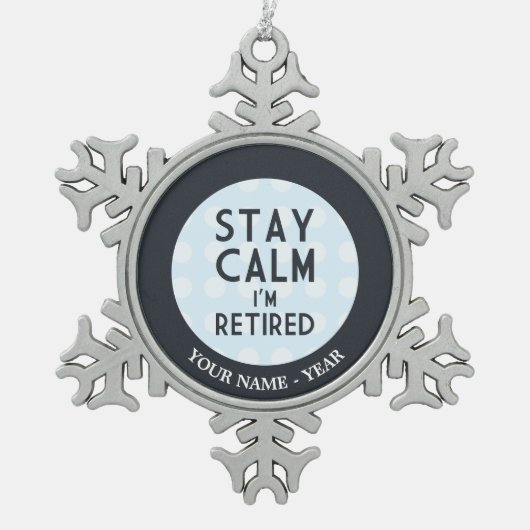 Blijf kalm ik ben in de steek tin sneeuwvlok ornament (Voorkant)