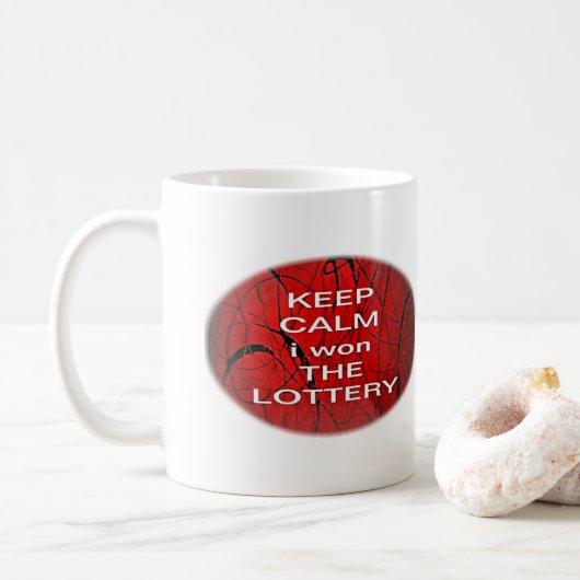 BLIJF KALM IK HEB DE LOTERIJ GEWONNEN KOFFIEMOK (Met donut)