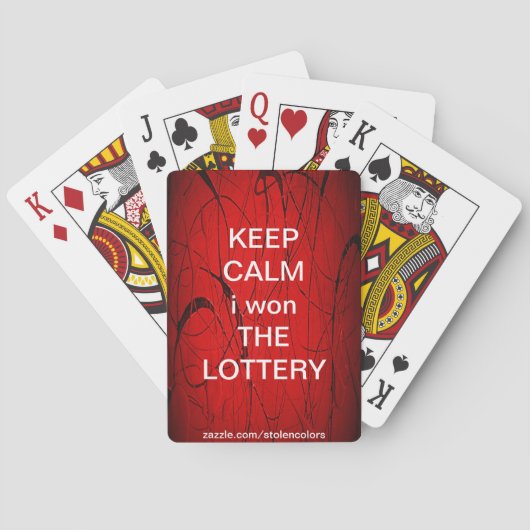 BLIJF KALM IK HEB DE LOTERIJ GEWONNEN POKERKAARTEN (Achterkant)
