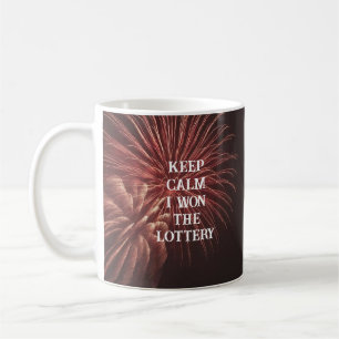 BLIJF KALM ik heb DE LOTERIJ gewonnen Vuurwerk Koffiemok