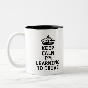 Blijf kalm Ik leer rijden, Leerling Driver Tweekleurige Koffiemok