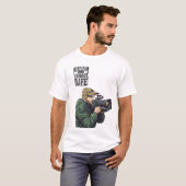 Blijf kalm, ik schiet het leven neer t-shirt (Voorkant volledig)