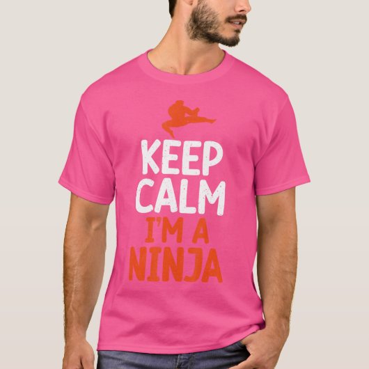 Blijf kalm in een Ninja Kung Fu T-shirt (Voorkant)