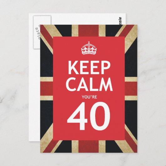 Blijf kalm, je bent 40 briefkaart (Voorkant / Achterkant)