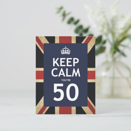 Blijf kalm Je bent 50 Briefkaart (Staand voorkant)