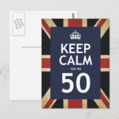 Blijf kalm Je bent 50 Briefkaart (Voorkant / Achterkant)