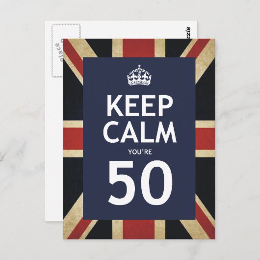 Blijf kalm Je bent 50 Briefkaart (Voorkant / Achterkant)