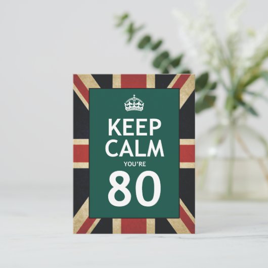 Blijf kalm Je bent 80 Briefkaart (Staand voorkant)
