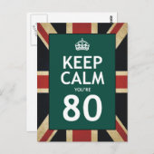 Blijf kalm Je bent 80 Briefkaart (Voorkant / Achterkant)