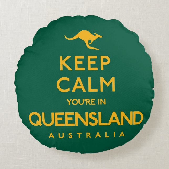 Blijf kalm Je bent in Queensland! Rond Kussen (Voorkant)