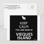 Blijf kalm Je bent nu in Vieques Island Briefkaart (Voorkant / Achterkant)