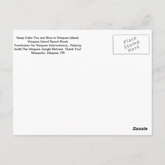 Blijf kalm Je bent nu in Vieques Island Briefkaart (Achterkant)