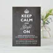 Blijf kalm & Jingle op rustieke feestdag uitnodige Kaart (Staand voorkant)