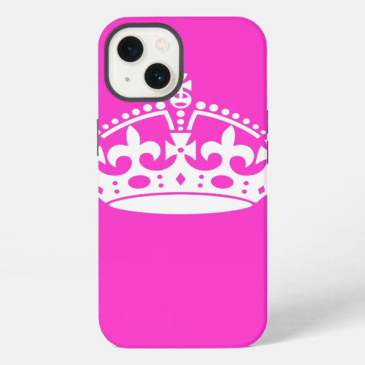 Blijf Kalm Kroon op Heet Roze Pas dit aan! iPhone Hoesje (Achterkant)