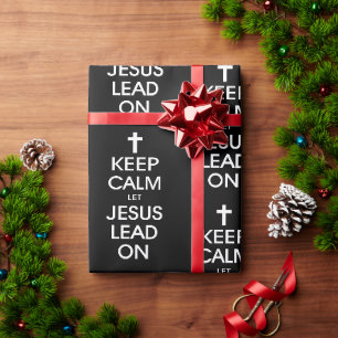 Blijf kalm Laat Jezus op Lood - Christelijk Kerstm Cadeaupapier