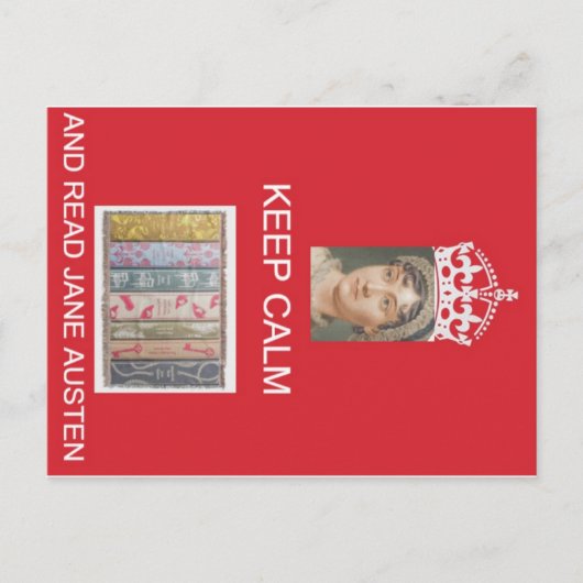 Blijf kalm, lees Jane Austen Briefkaart (Voorkant)