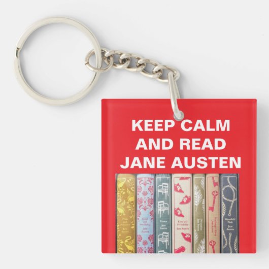 Blijf kalm, lees Jane Austen Sleutelhanger (voorkant)