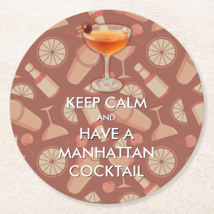 Blijf Kalm - Manhattan Cocktail Ronde Kartonnen Onderzetter