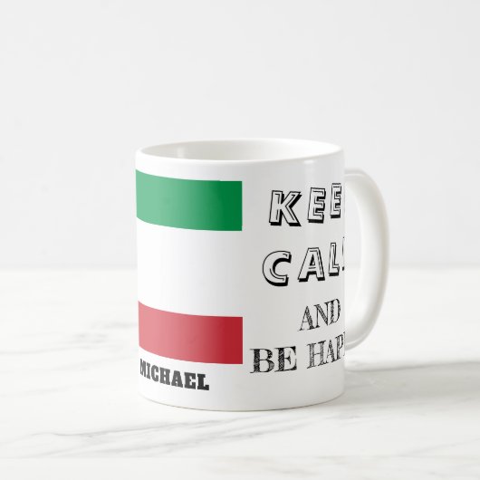 Blijf kalm met Italië Flag Coffee Mok (Voorkant rechts)