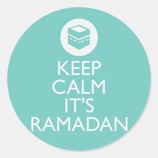 Blijf kalm met zijn ramadan-turquoise ronde sticker (Voorkant)