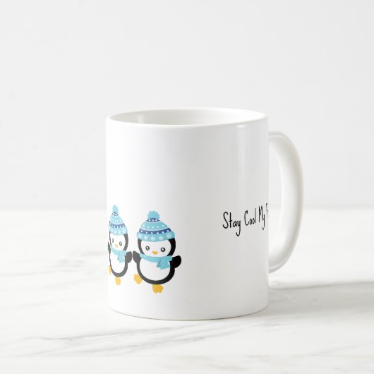 Blijf Kalm Mijn Vriend Pinguïns Koffiemok (Voorkant rechts)