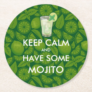 Blijf kalm - Mojito Ronde Kartonnen Onderzetter