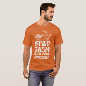 Blijf kalm op de boerderij Wit Groot print opties T-shirt (Voorkant volledig)