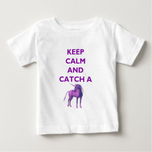 Blijf kalm, Paarse eenhoorn Baby Fine Jersey T-shi