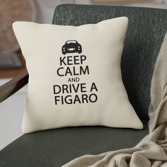 Blijf kalm Rijd een Figaro Auto Grappig Zwart en C Kussen (Keep Calm and Drive a Figaro pillow for your car or home)