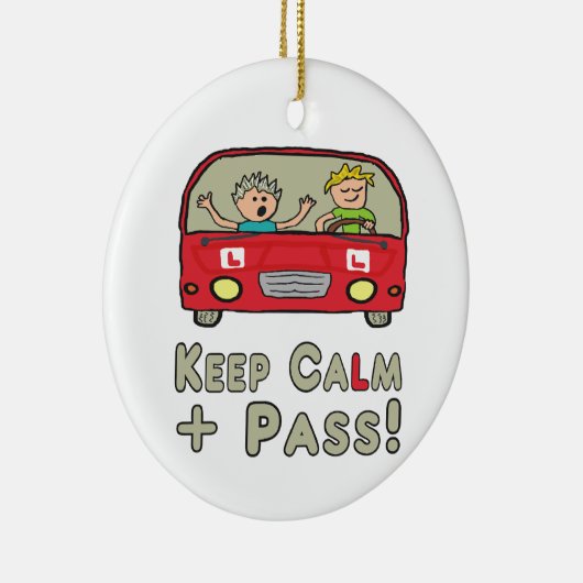 Blijf kalm rijden testen keramisch ornament (Rechts)