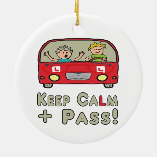 Blijf kalm rijden testen keramisch ornament (Achterkant)