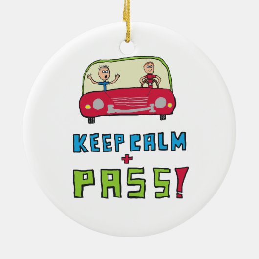 Blijf kalm rijden testen keramisch ornament (Achterkant)