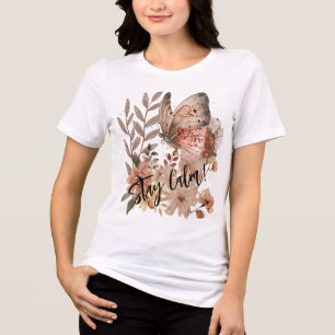 Blijf kalm rustieke vlinderbloem natuur Tri-Blend shirt