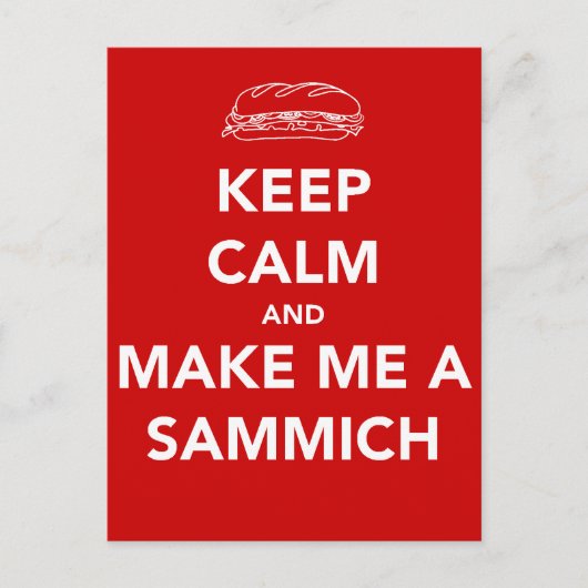 BLIJF KALM; SAMMICH TIME BRIEFKAART (Voorkant)