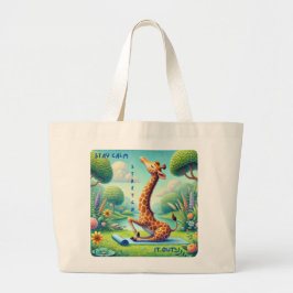 Blijf kalm Stretch It Out - Giraffe Yoga Design Grote Tote Bag