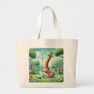 Blijf kalm Stretch It Out - Giraffe Yoga Design Grote Tote Bag
