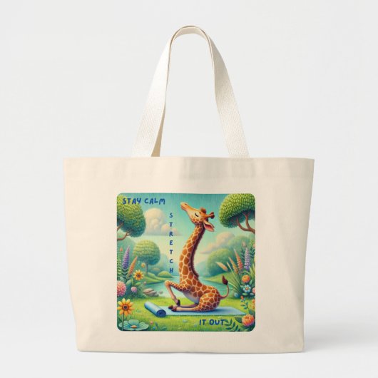 Blijf kalm Stretch It Out - Giraffe Yoga Design Grote Tote Bag (Voorkant)