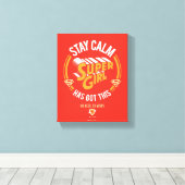 Blijf kalm Supergirl. Canvas Afdruk (Insitu (Houten vloer))