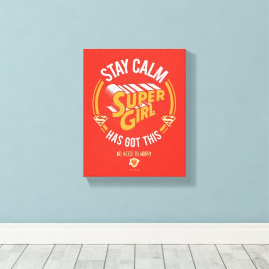 Blijf kalm Supergirl. Canvas Afdruk (Insitu (Houten vloer))