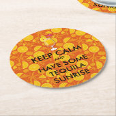 Blijf kalm - Tequila Sunrise Ronde Kartonnen Onderzetter (Gebogen)