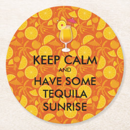 Blijf kalm - Tequila Sunrise Ronde Kartonnen Onderzetter